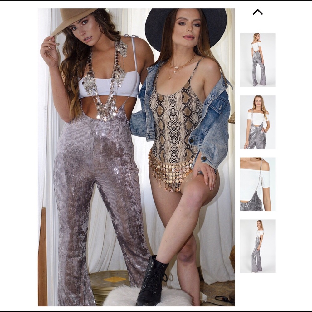Sequin tie jumpsuit